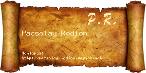 Pacsolay Rodion névjegykártya